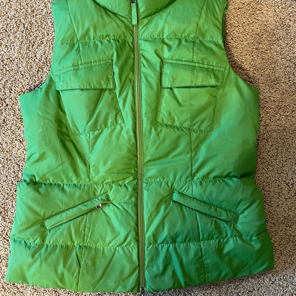 Tommy Hilfiger Womens Duck Down VTG Green Puffer Vest Petite L LOGO - Picture 1 of 5